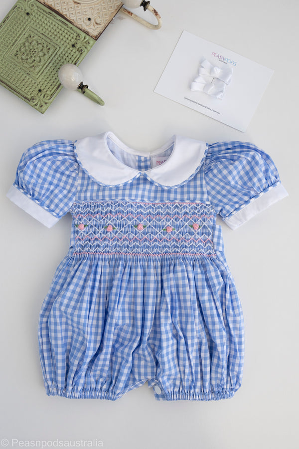 Blue bell  Hand-Smocked Romper