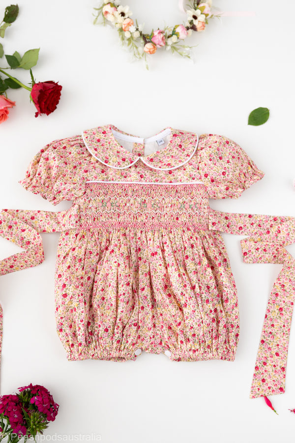 Romper rojo Dahlia Handsmocked