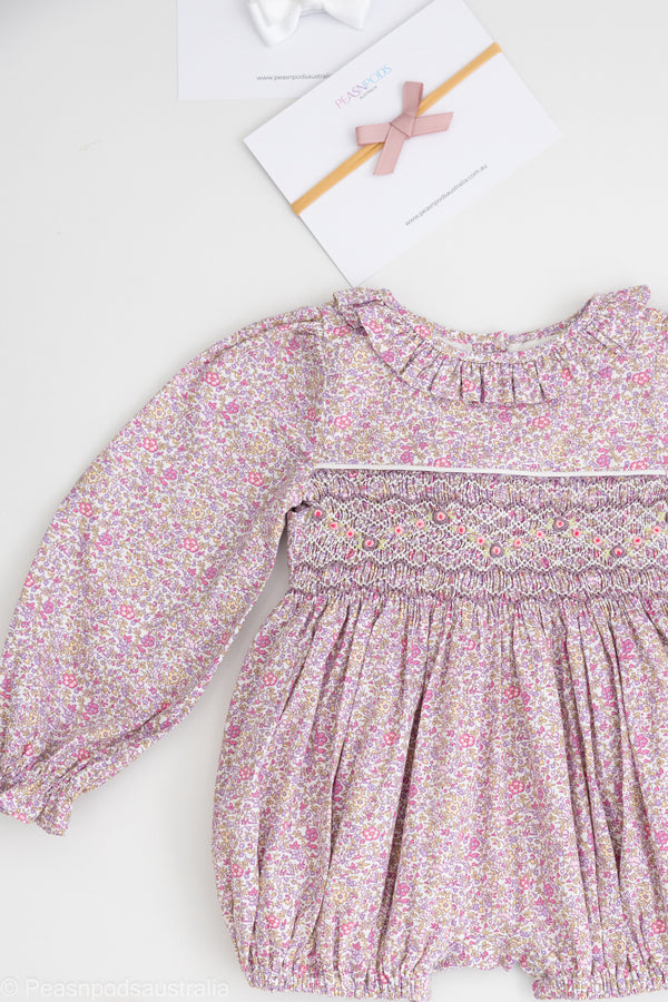 Adeline Handsmocked Romper