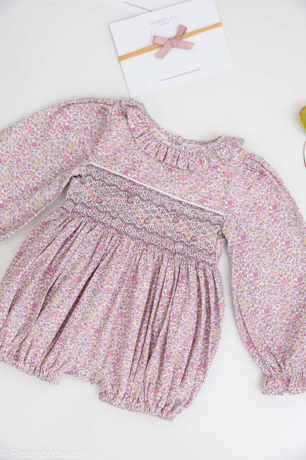 Adeline Handsmocked Romper