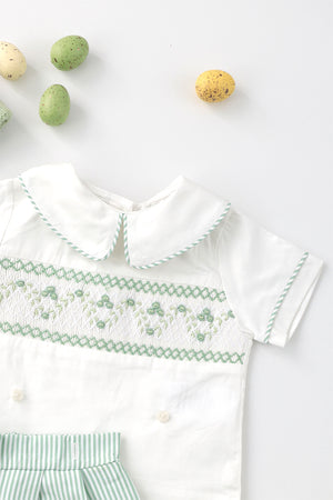 Green stripe Boys Short Set