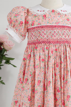 Rosé Bloom Handsmocked Dress