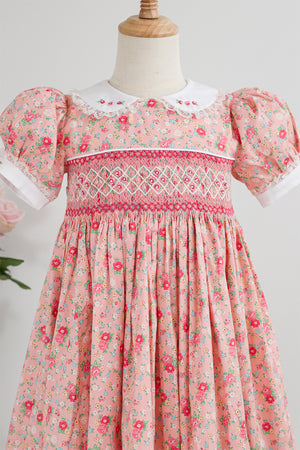 Rosé Bloom Handsmocked Dress