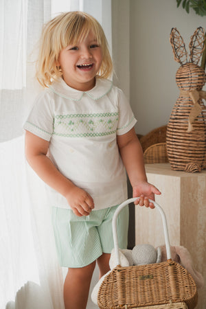 Green stripe Boys Short Set