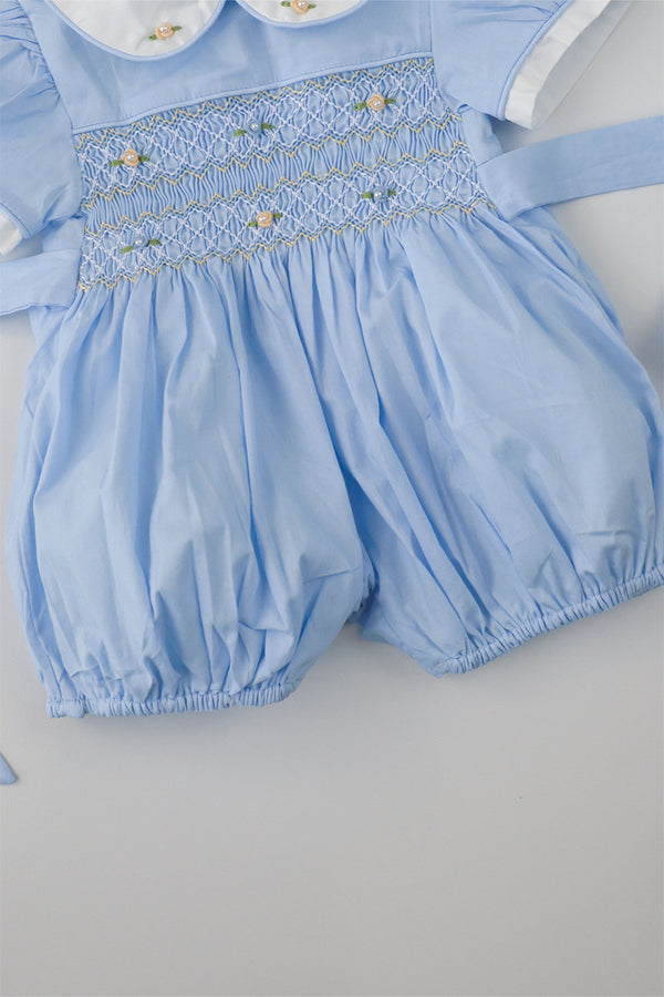 Blue Handsmocked Romper