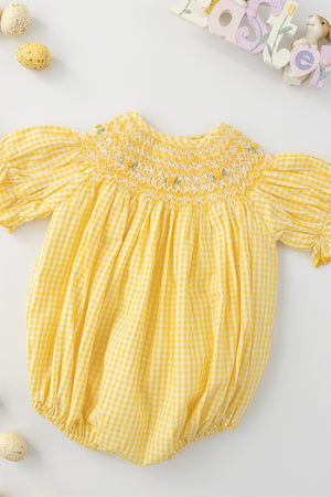 Yellow Gingham Bishop Romper
