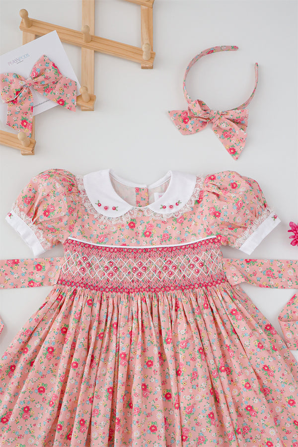 Rosé Bloom Handsmocked Dress