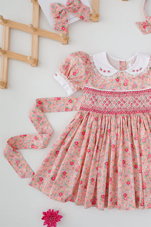 Rosé Bloom Handsmocked Dress