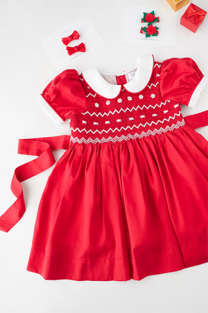 Red Rose Handsmocked Dress