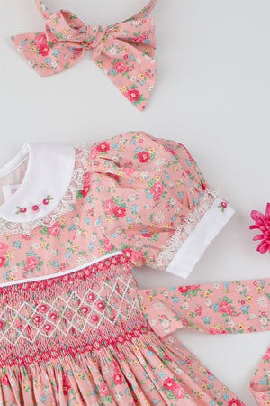 Rosé Bloom Handsmocked Dress