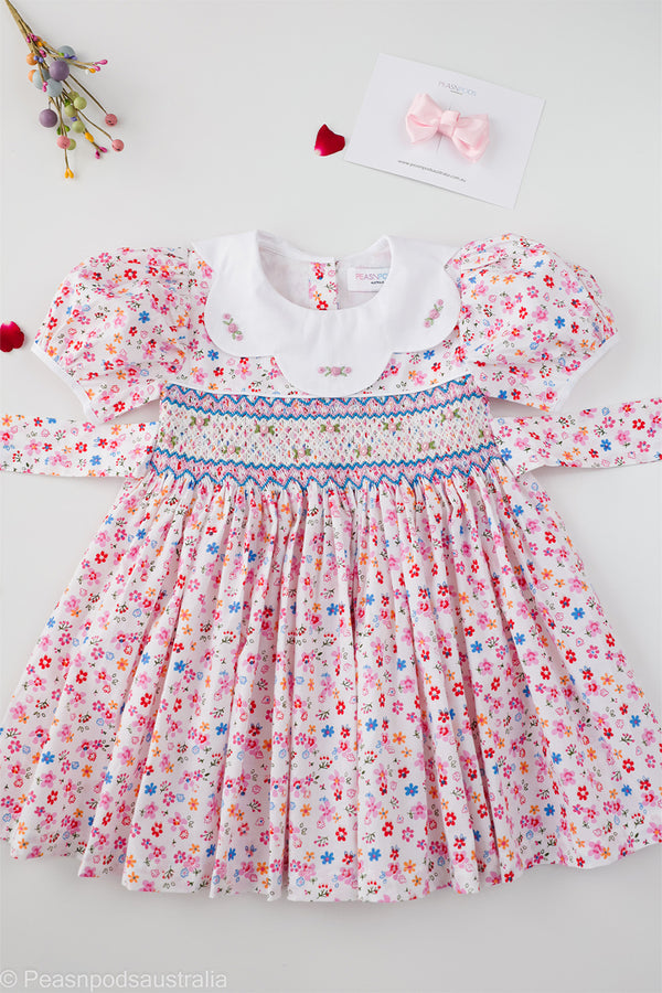 Pink Petal Hand-Smocked  Dress