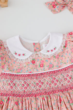 Rosé Bloom Handsmocked Dress