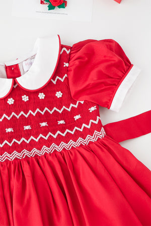 Red Rose Handsmocked Dress