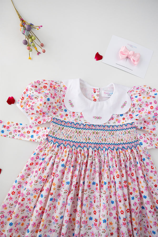 Pink Petal Hand-Smocked  Dress