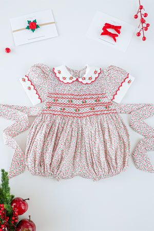Merry Blossom Handsmocked Romper
