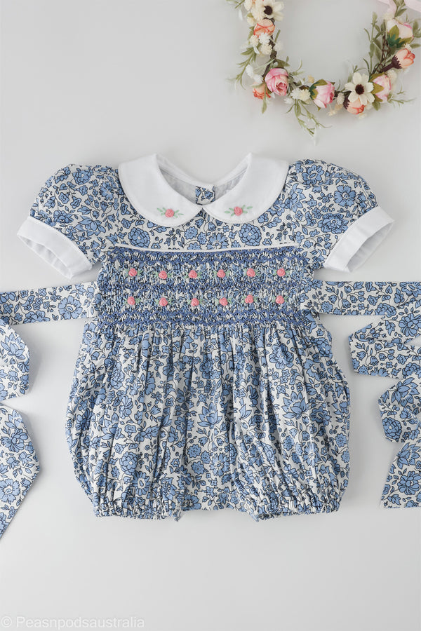 Rose Bud Hand-smocked Romper