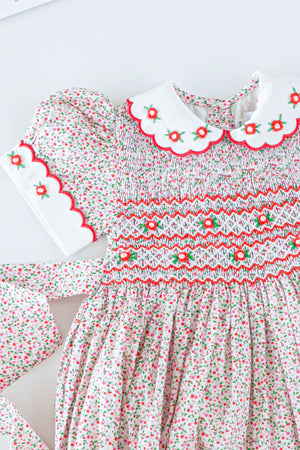 Merry Blossom Handsmocked Romper