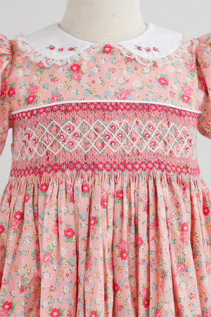 Rosé Bloom Handsmocked Dress