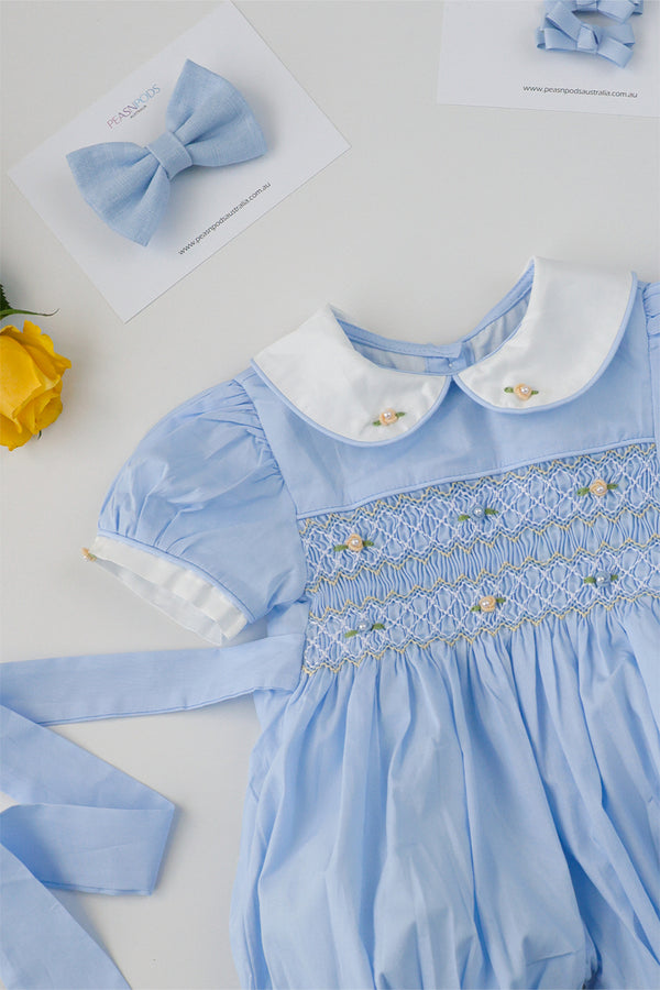 Blue Handsmocked Romper