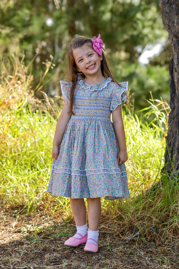 Floral Hand-Smocked  Dress