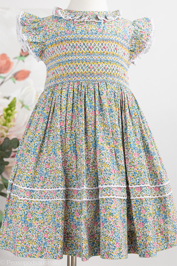 Floral Hand-Smocked  Dress