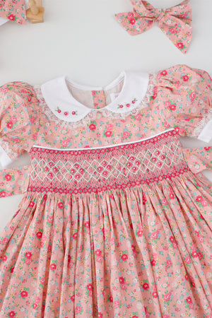 Rosé Bloom Handsmocked Dress