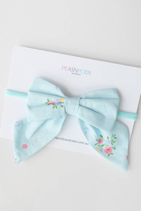 Blue Floral Baby Headband