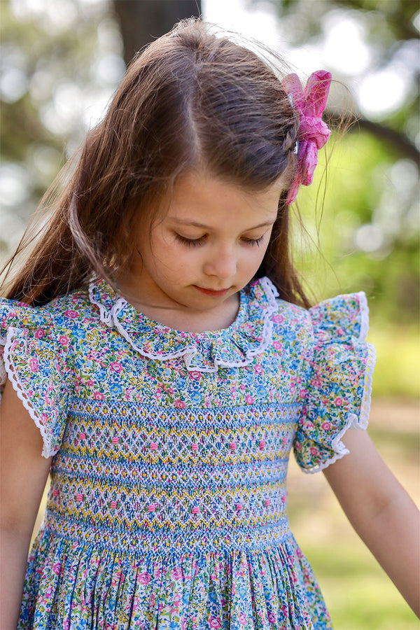 Floral Hand-Smocked  Dress