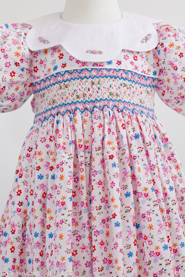 Pink Petal Hand-Smocked  Dress