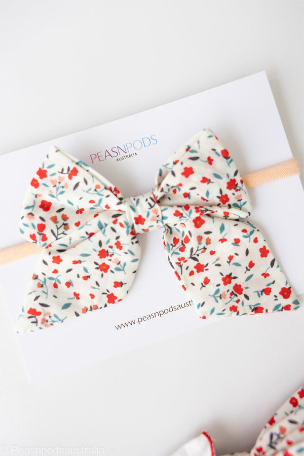 Red Floral Baby Headband