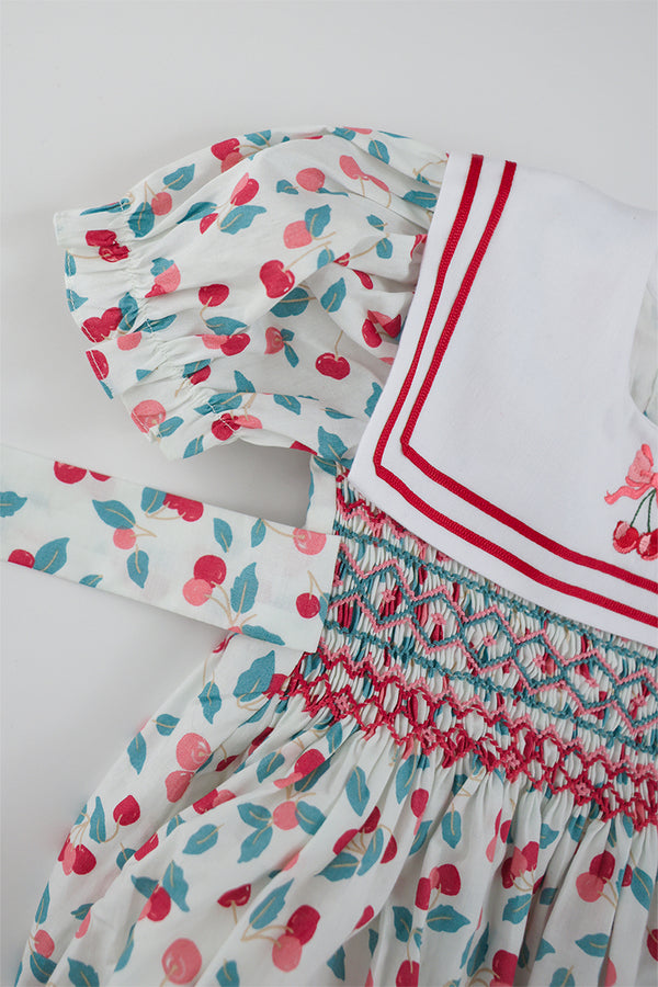 Cherry Handsmocked Romper