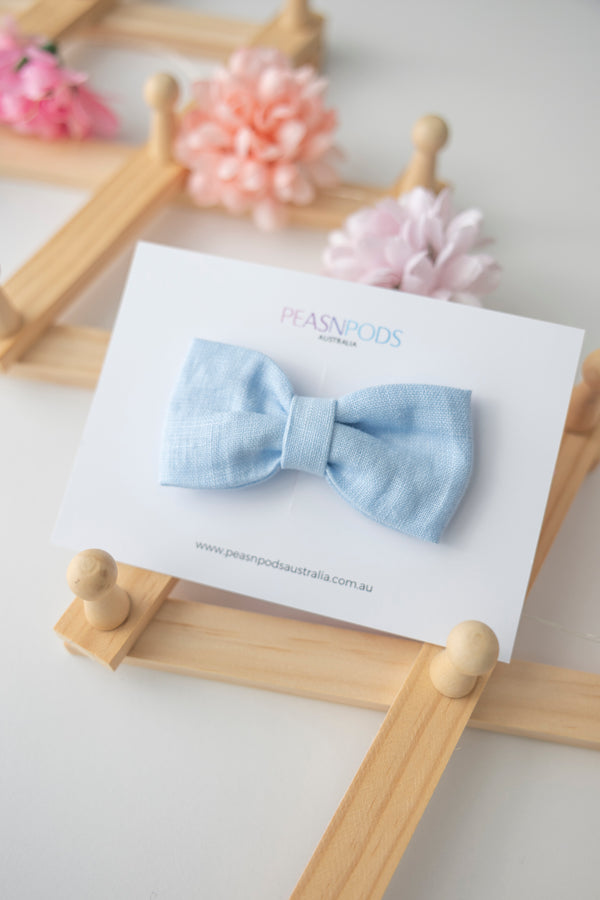 Blue Linen Bow