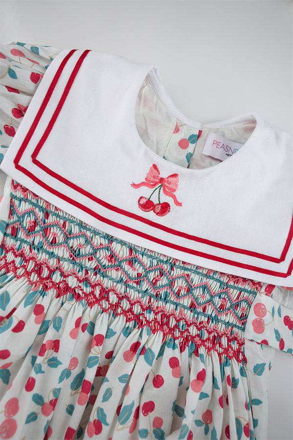 Cherry Handsmocked Romper
