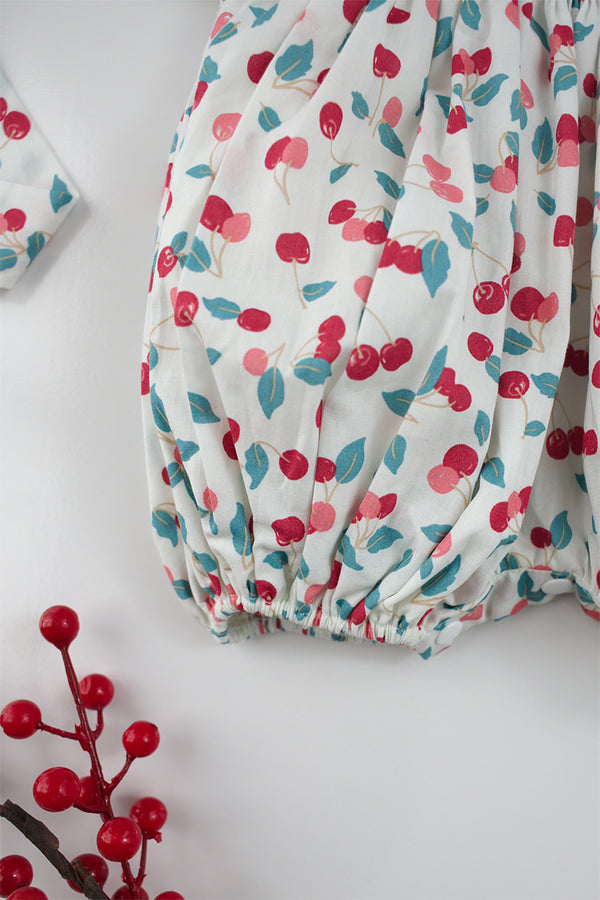 Cherry Handsmocked Romper
