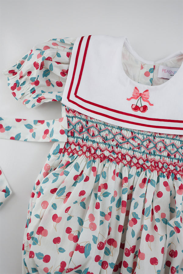 Cherry Handsmocked Romper