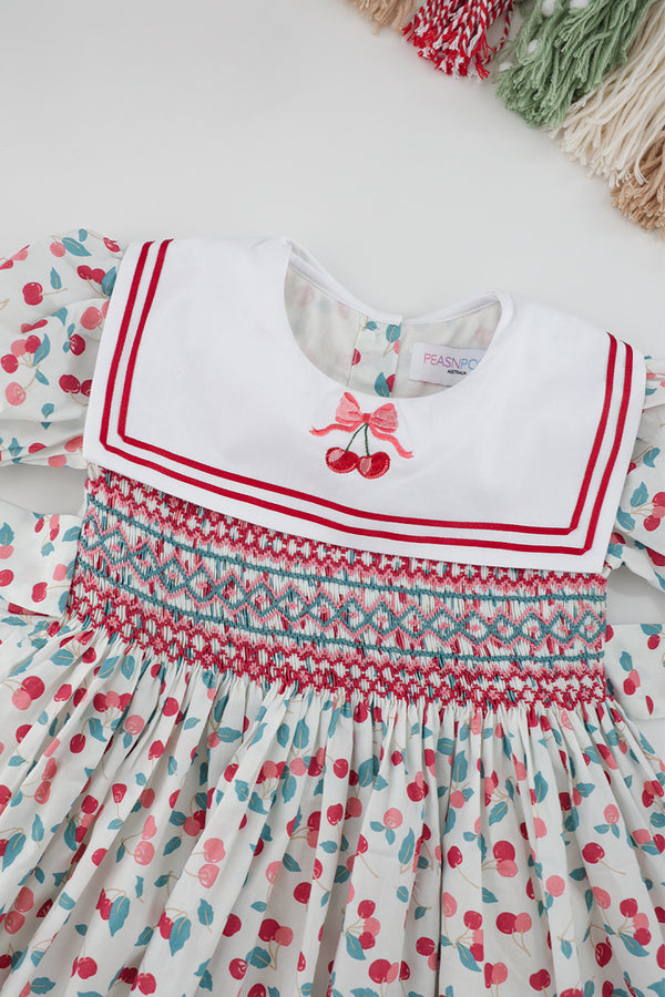 Cherry Handsmocked  Dress