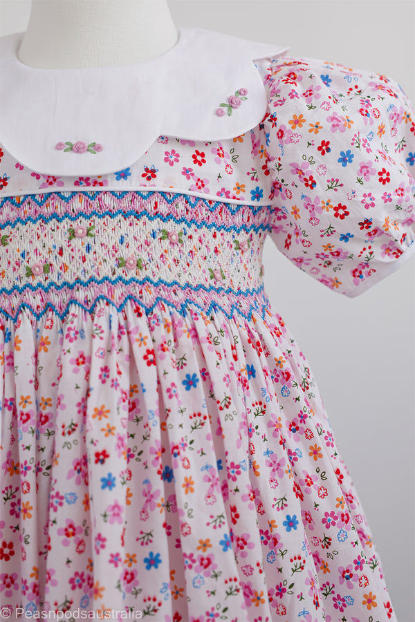 Pink Petal Hand-Smocked  Dress