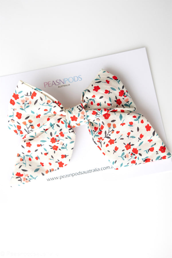 Red Floral Classic Bow