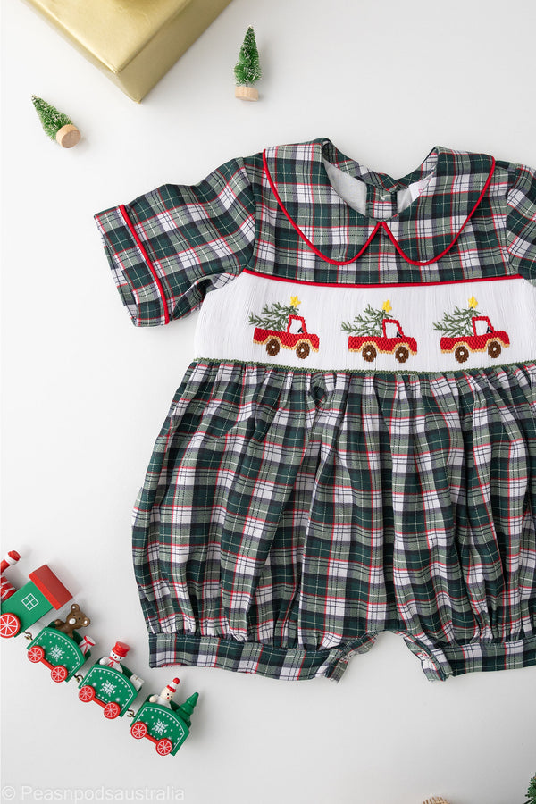 Jolly Truck Plaid Boys Romper