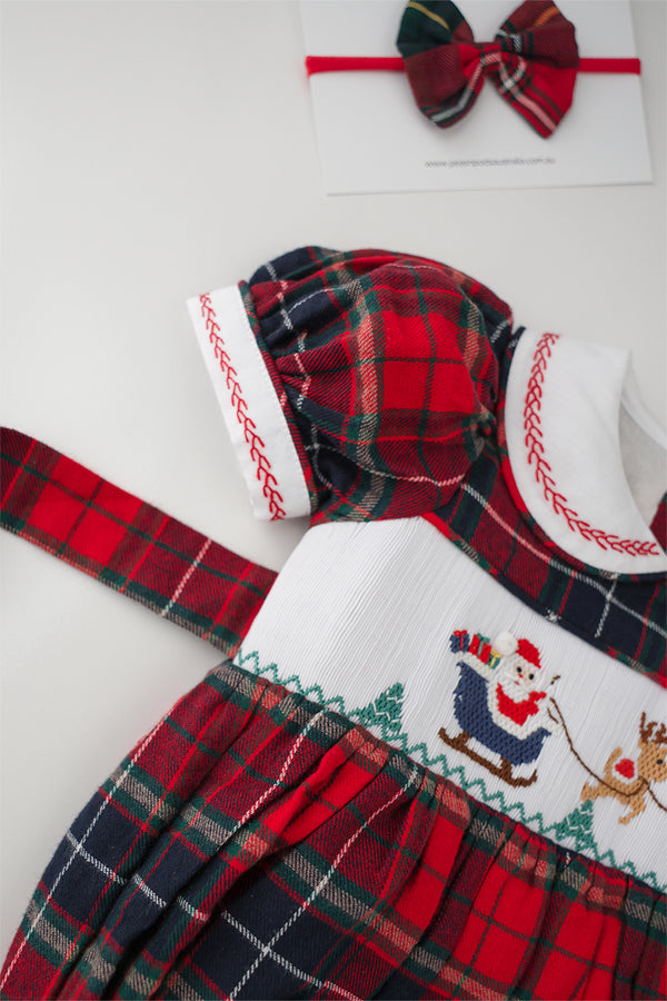 Santa’s Sleigh Handsmocked Romper