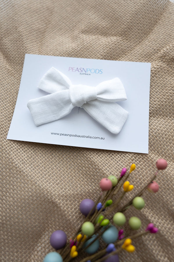 White Linen Bow