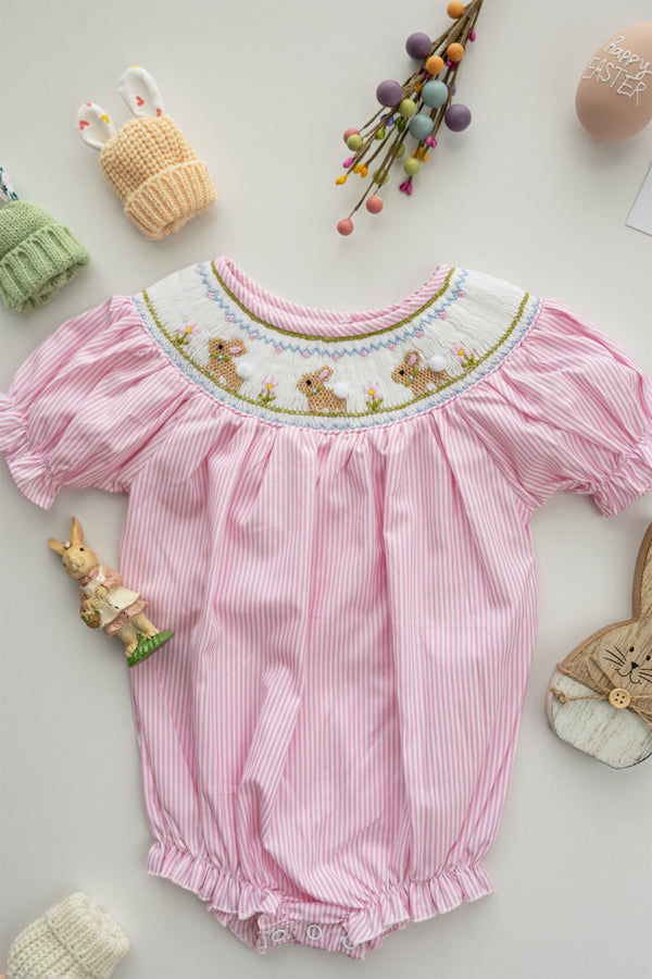 Bunny Garden Smocked Romper